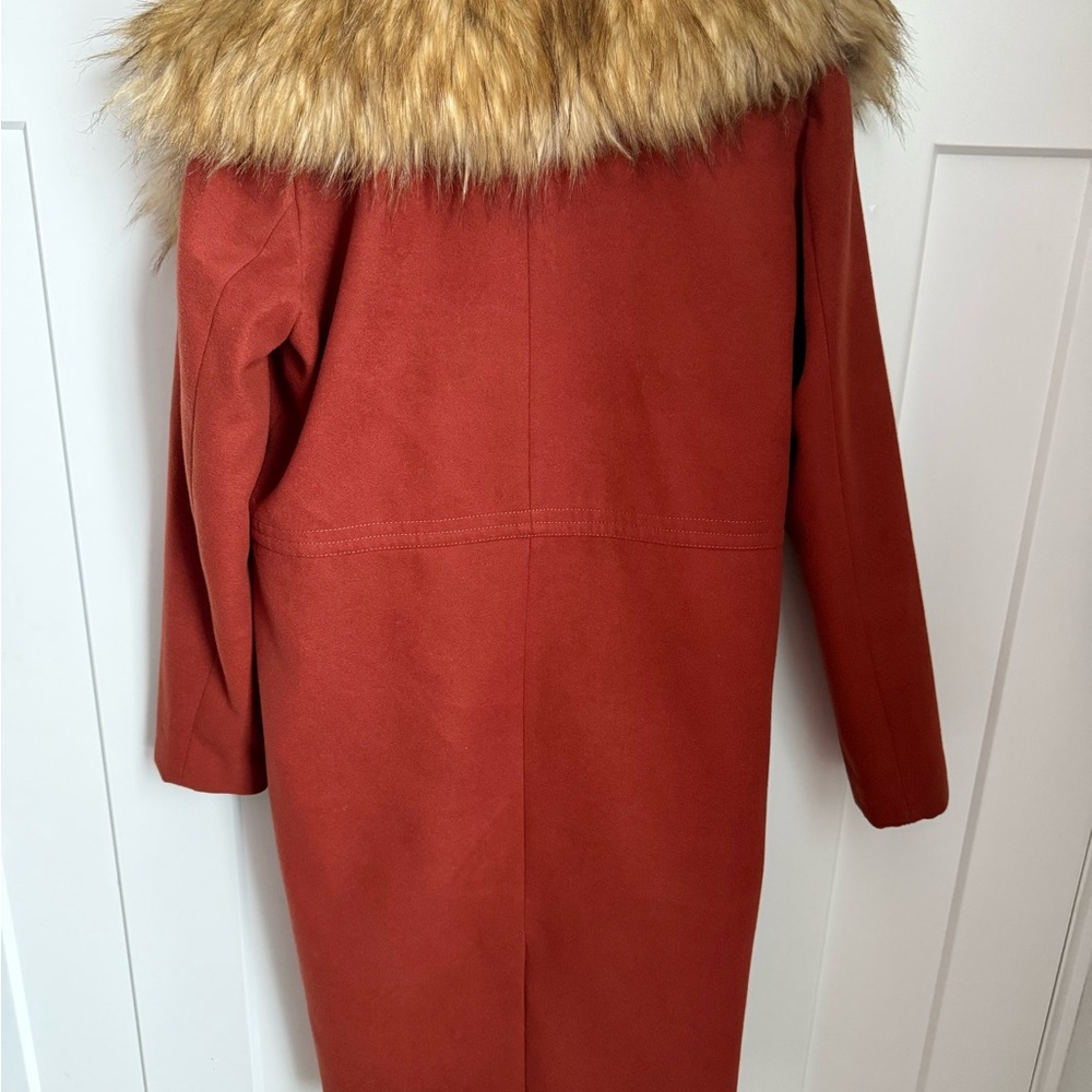 ASOS Rust Teddy Jacket with Faux Fur Collar size 6. - Picture 5 of 6